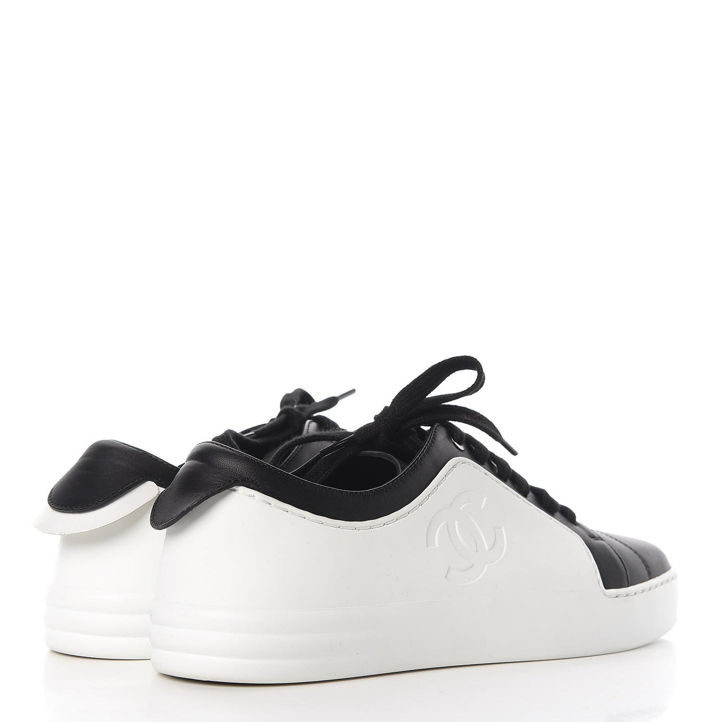 Calfskin Womens CC Sneakers 36.5 Black White