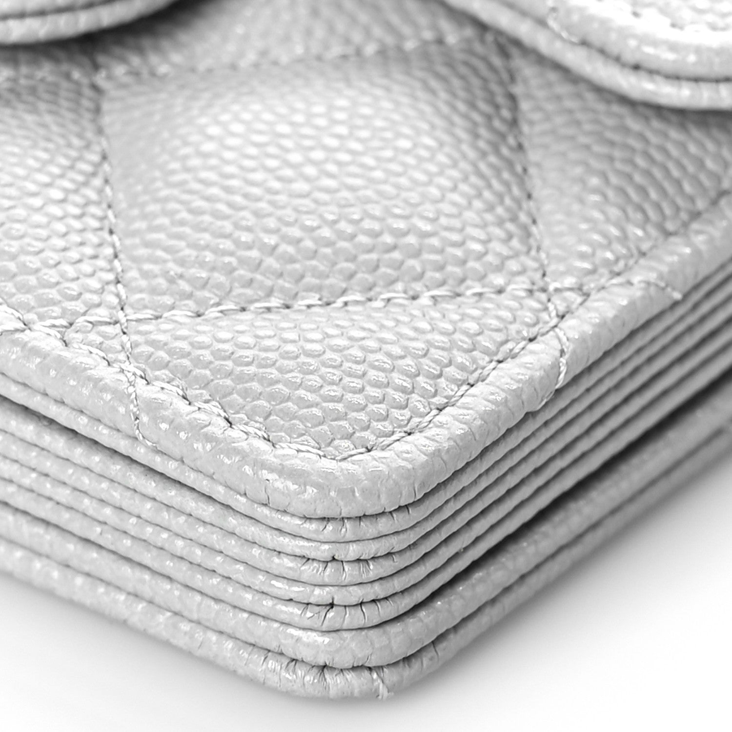 Chanel Caviar Quilted Flap Card Holder On Chain Grey 8 of 9