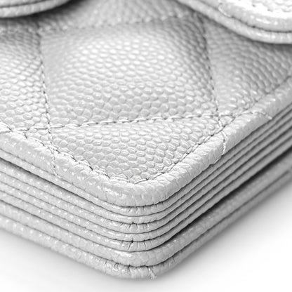 Chanel Caviar Quilted Flap Card Holder On Chain Grey 8 of 9
