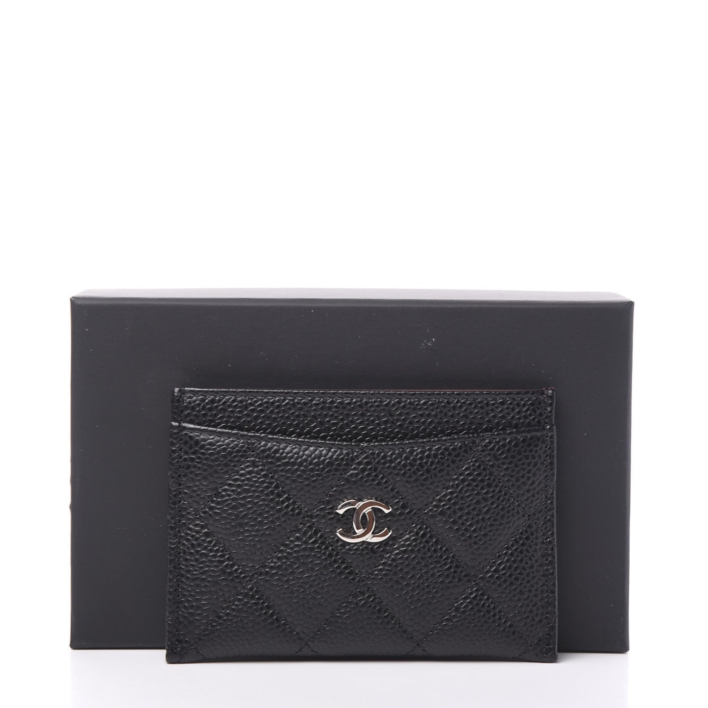 Caviar Quilted Card Holder Black