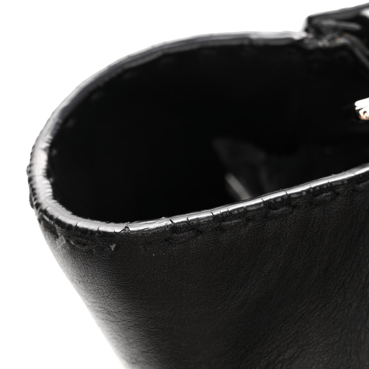 City Calf Small Hand Stitched Galleria Double Zip Tote Black