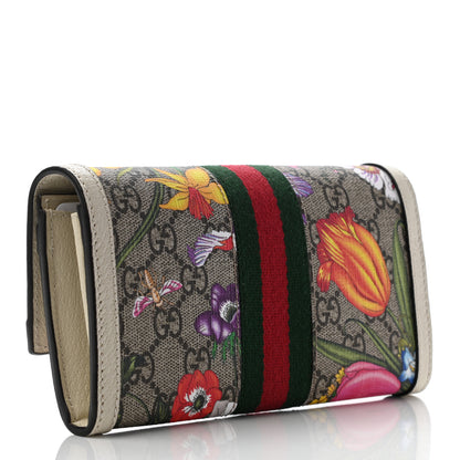 Gucci GG Supreme Monogram Flora Web Ophidia Continental Wallet White 3 of 6