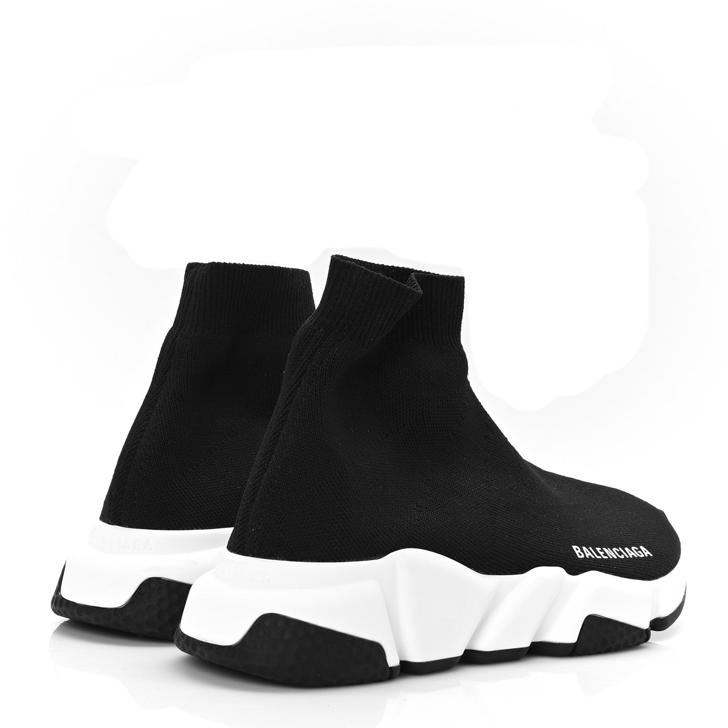 Balenciaga Neoprene Knit Womens Speed Sneakers 35 Black White 4 of 7