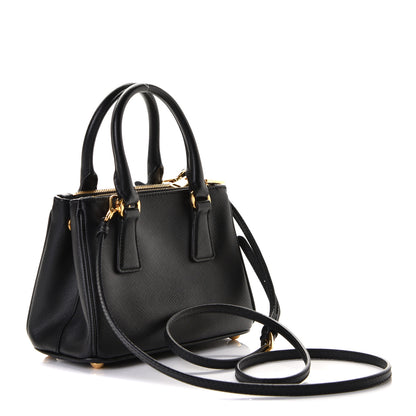Prada Saffiano Lux Micro Galleria Double Zip Tote Black 2 of 12