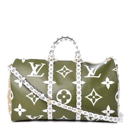 Louis Vuitton Monogram Giant Keepall Bandouliere 50 Kaki Beige 1 of 10