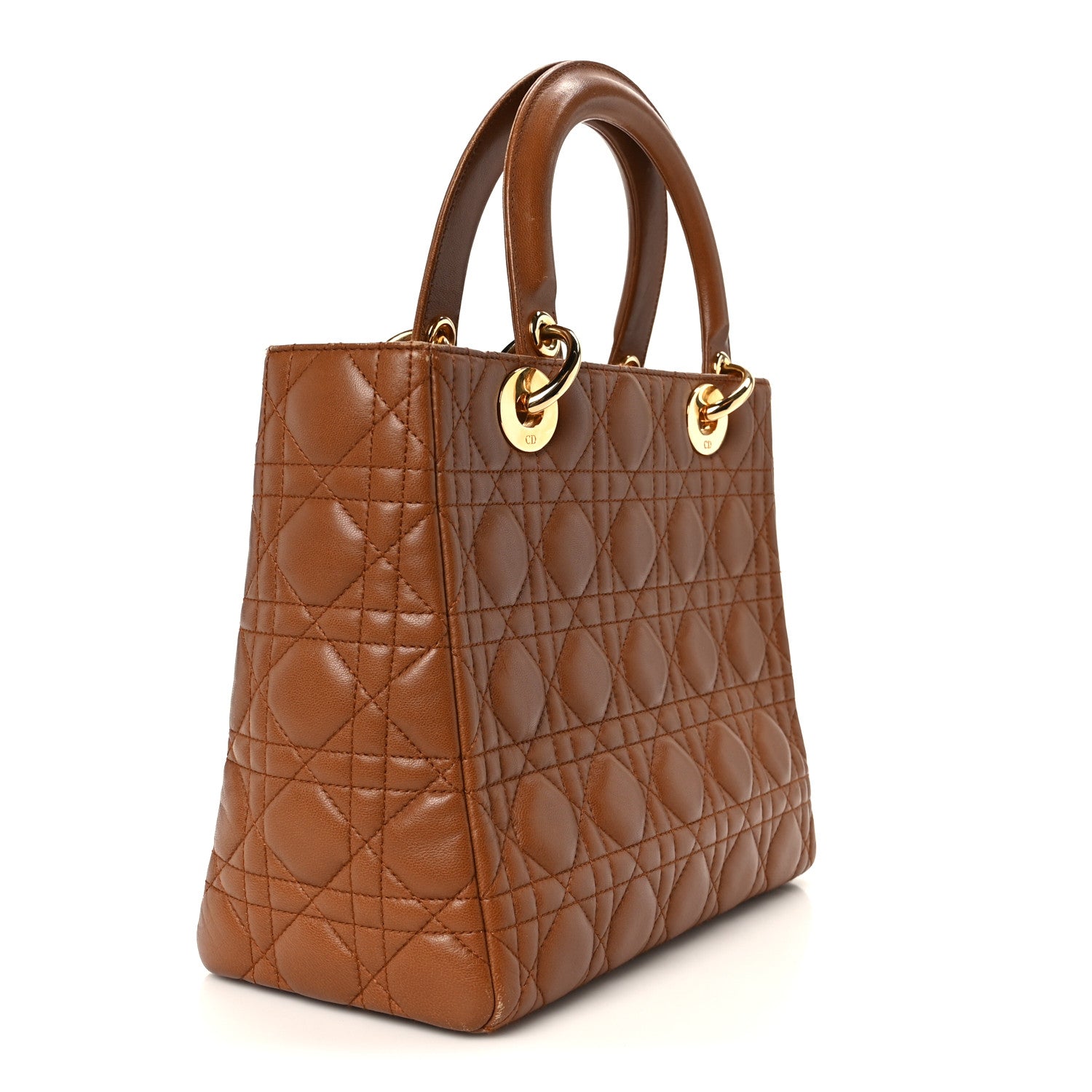 Christian Dior Lambskin Cannage Medium Lady Dior Tan 3 of 12