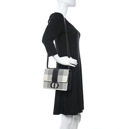 Christian Dior Crystal Calfskin 30 Checkered Montaigne Flap Bag Black White 2 of 12