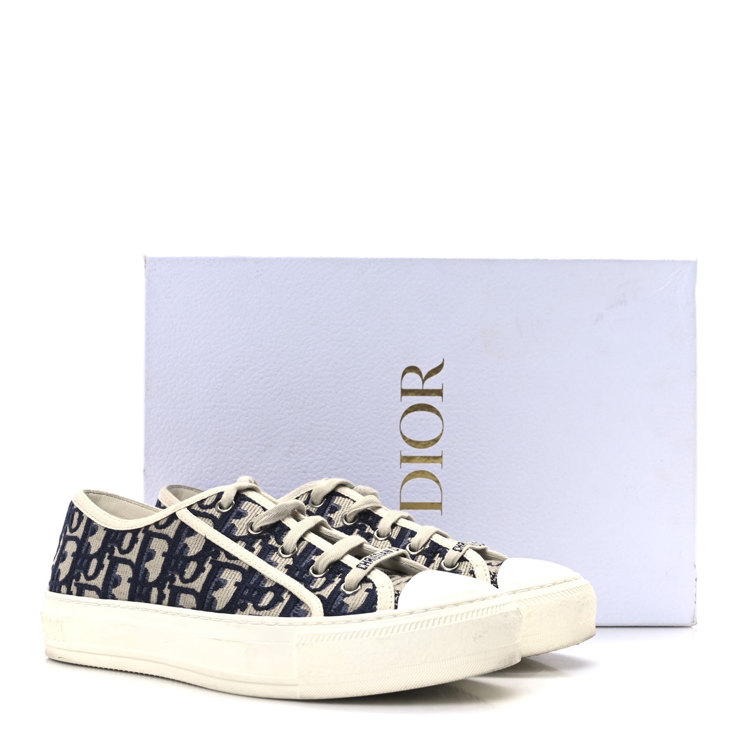 Canvas Oblique Walk 'N' Dior Low Top Sneakers 37 Deep Blue