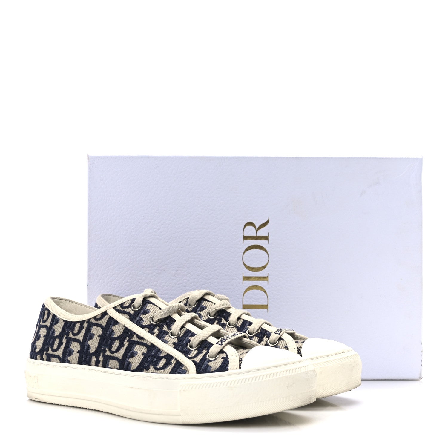 Christian Dior Canvas Oblique Walk 'N' Dior Low Top Sneakers 37 Deep Blue 9 of 9