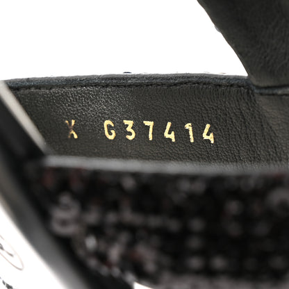 Chanel Lambskin Sequin Pearl CC Thong Sandals 38.5 Black 6 of 8