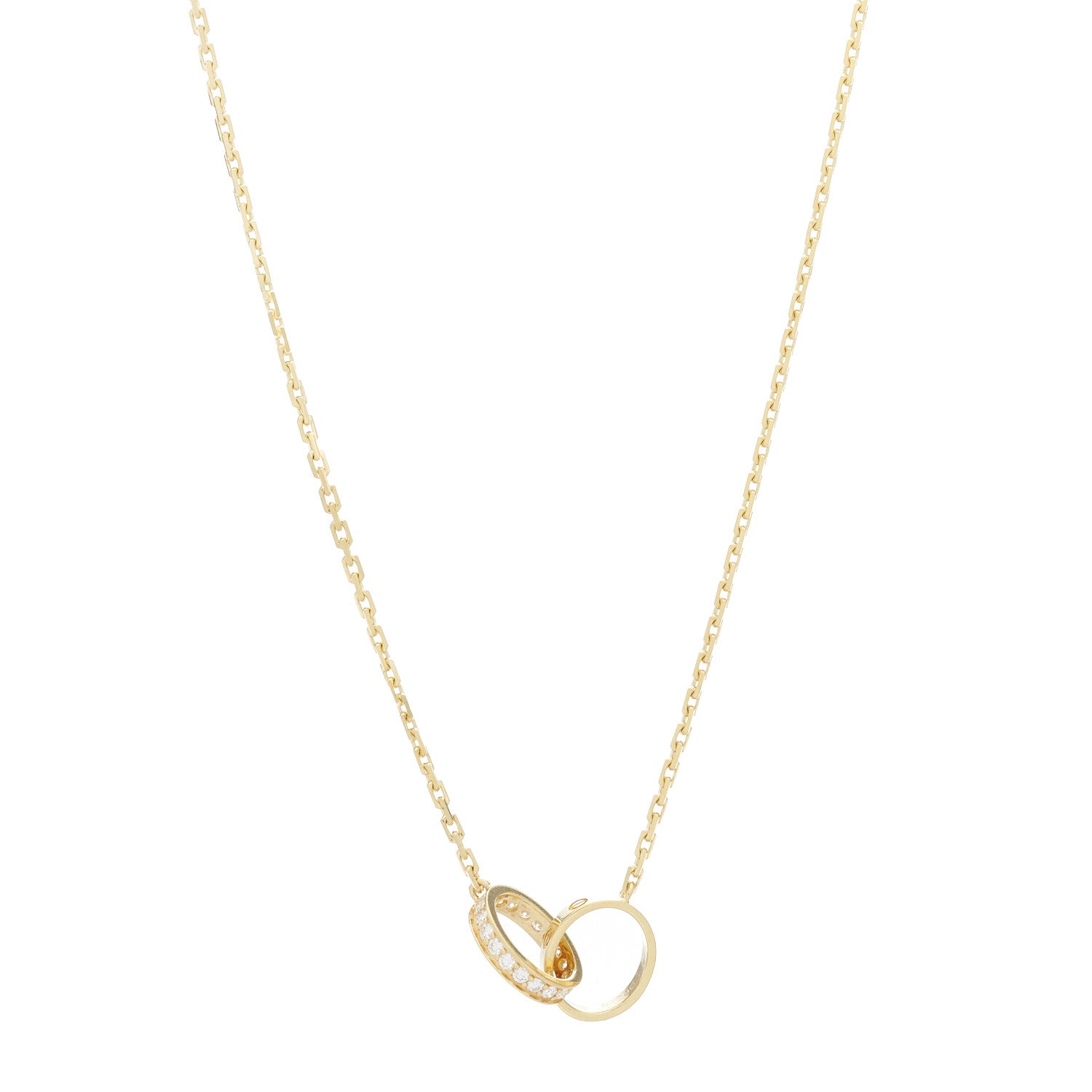 Cartier 18K Yellow Gold Diamond Interlocking LOVE Necklace 1 of 8