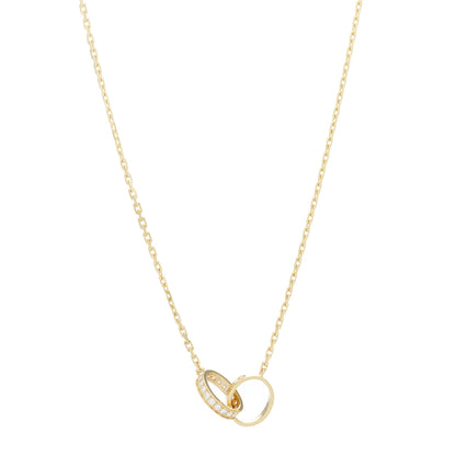 Cartier 18K Yellow Gold Diamond Interlocking LOVE Necklace 1 of 8