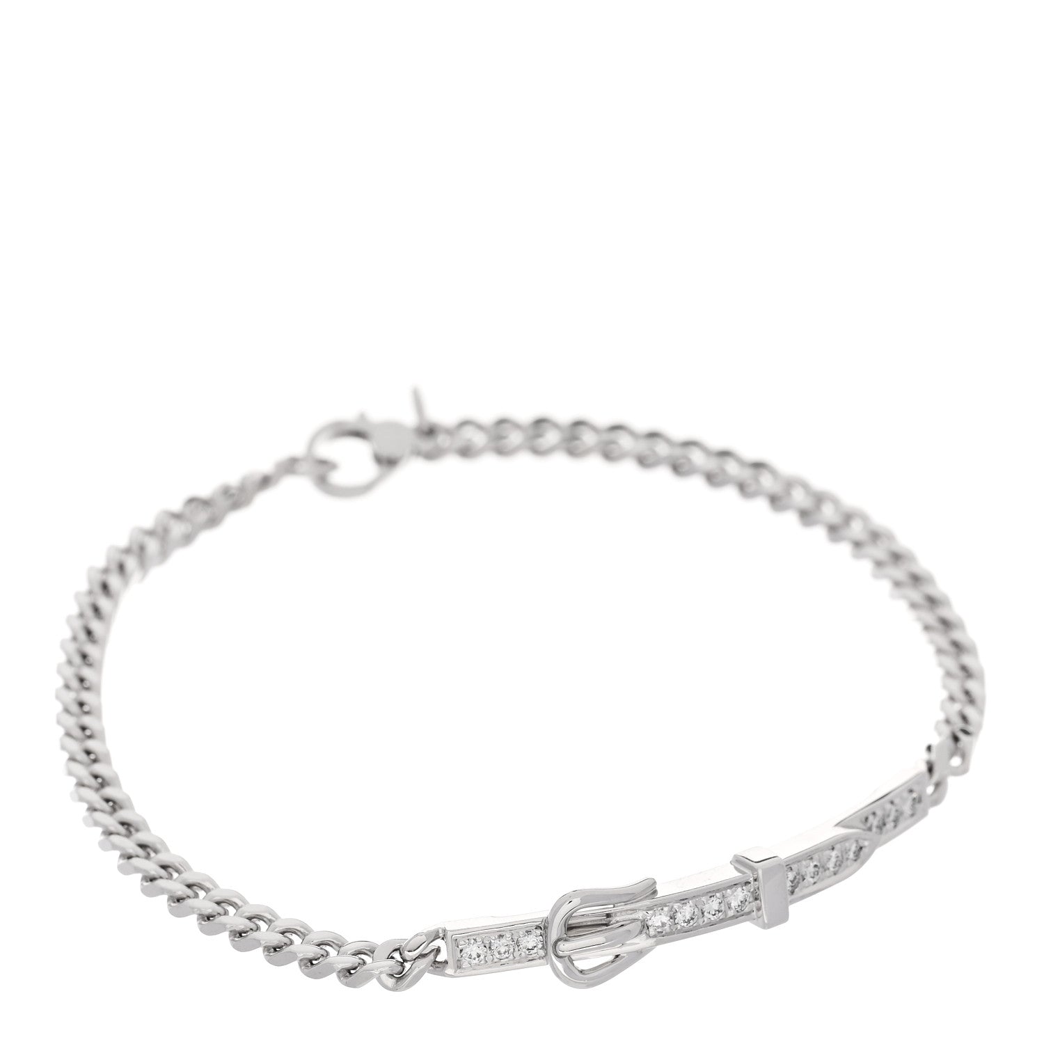 Hermes 18K White Gold Diamond Etriviere Bracelet 1 of 4