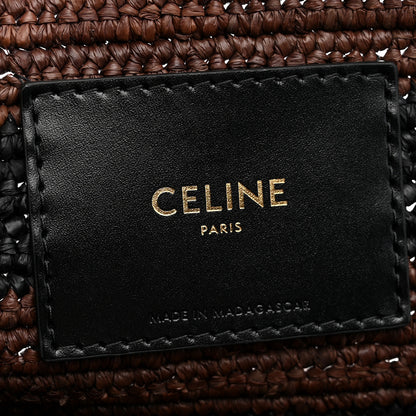 Celine Raffia Striped Calfskin Triomphe Couffin Panier Black Brown 7 of 10