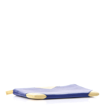 Celine Lambskin Bi-Color Coeur Coin Card Case Blue Beige 5 of 12