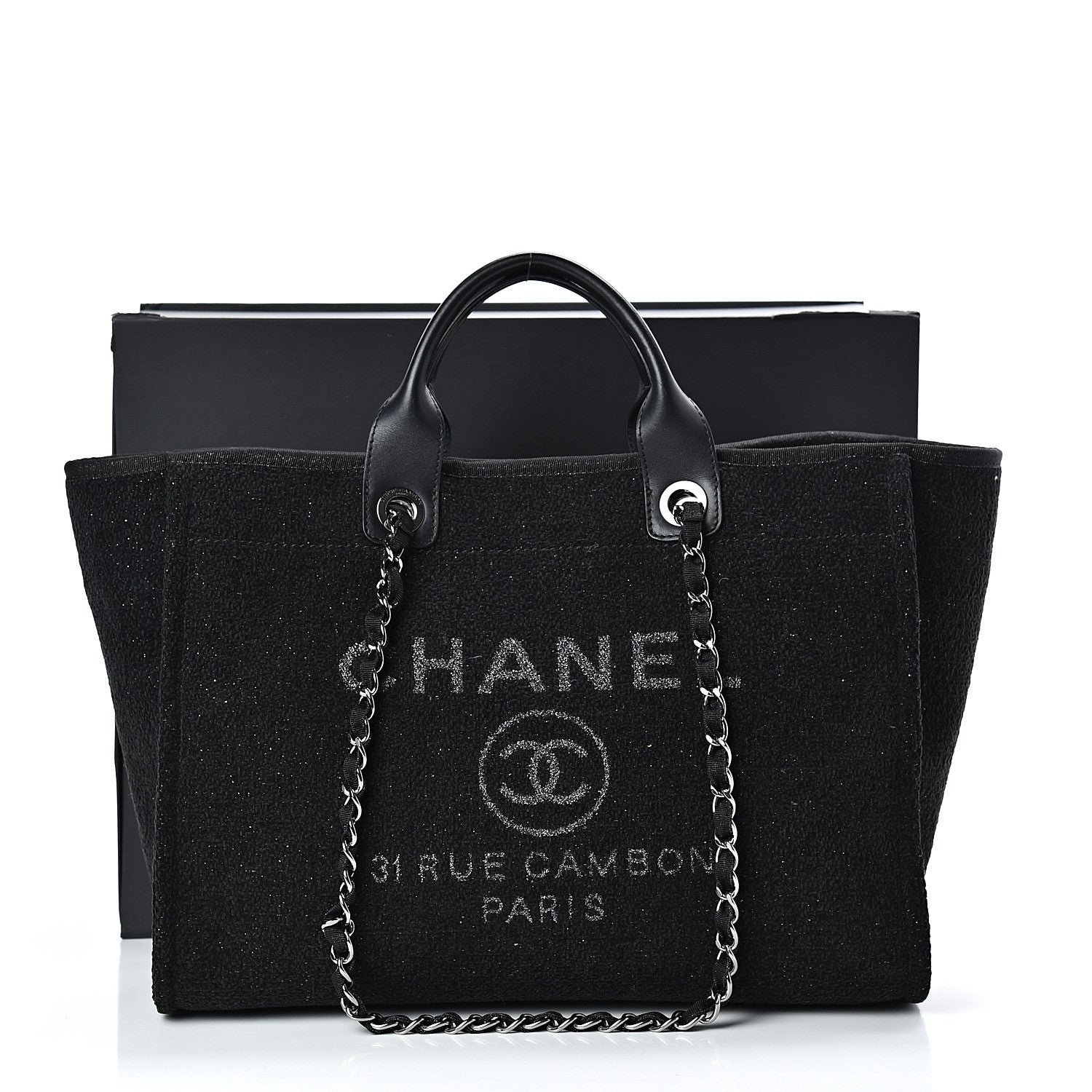Chanel Lurex Boucle Medium Deauville Tote Black 11 of 11