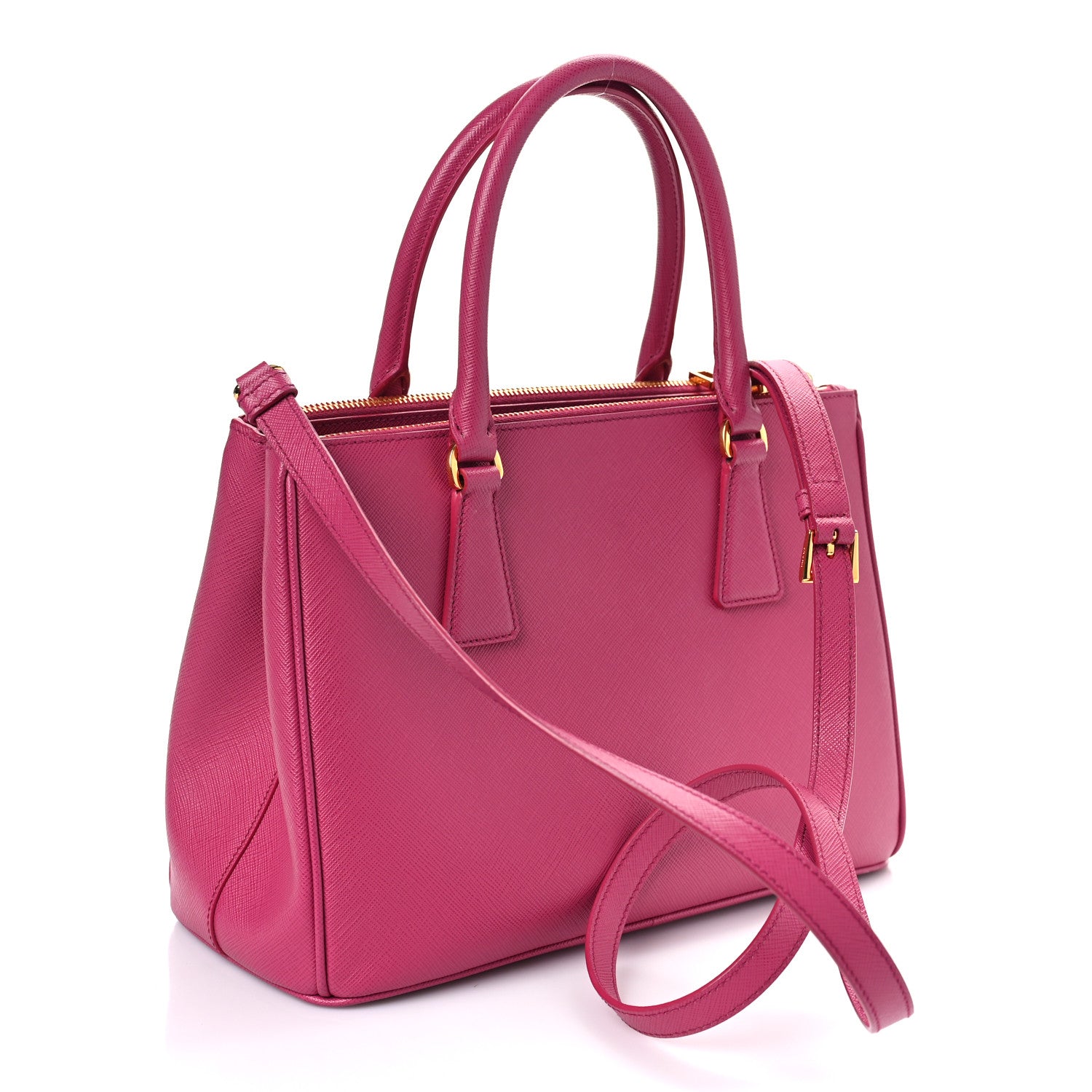 Prada Saffiano Small Galleria Double Zip Tote Fuxia 3 of 8