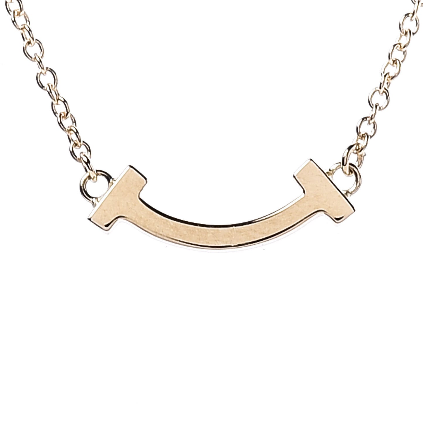 18K Yellow Gold Mini T Smile Pendant Necklace