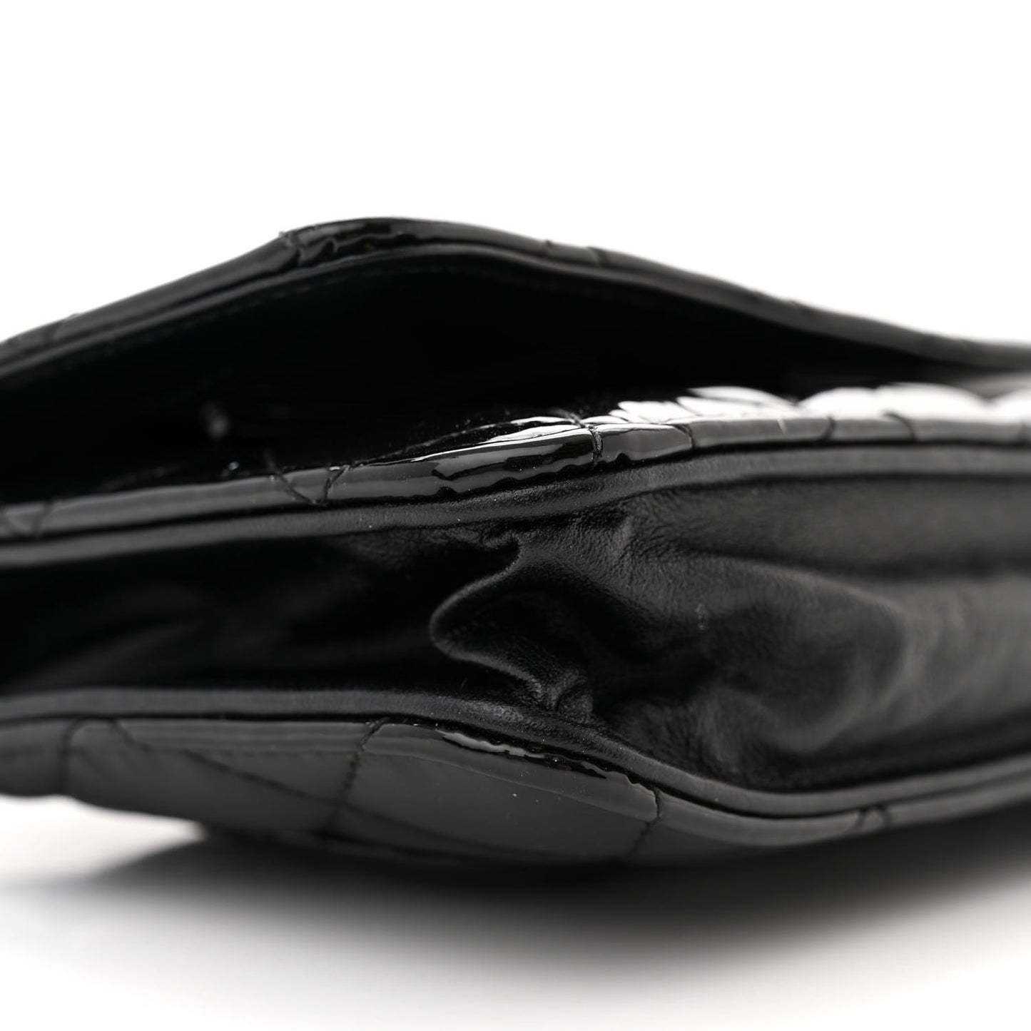 Patent Calfskin Quilted Reissue Wallet On Chain WOC Black