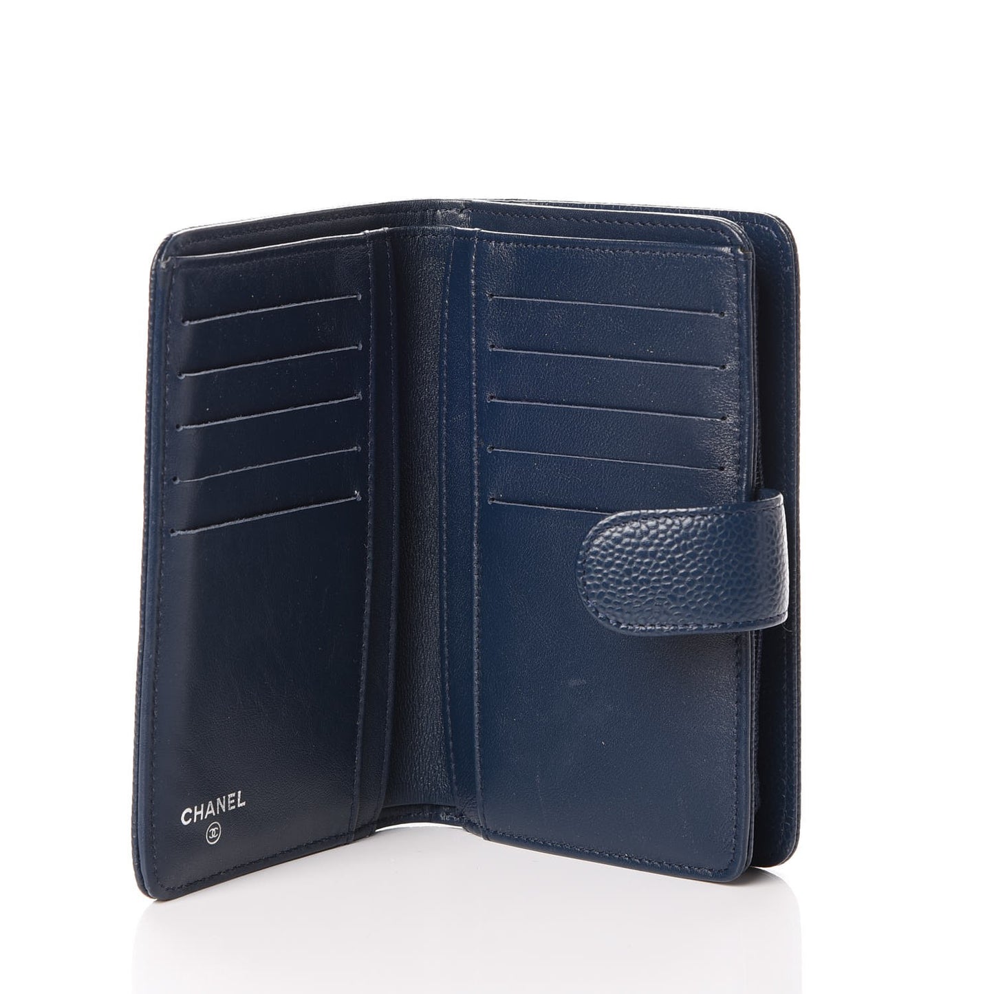 Caviar Timeless CC French Wallet Navy Blue
