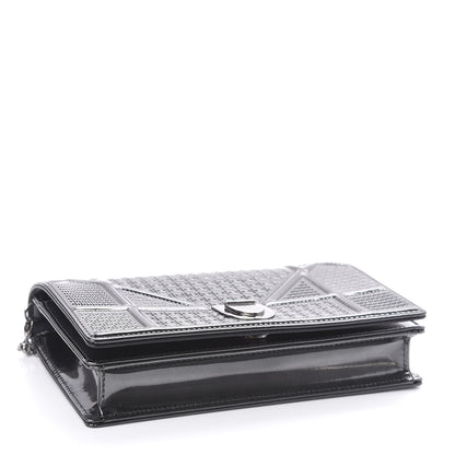 Christian Dior Metallic Patent Micro-Cannage Diorama Wallet on Chain Pouch Onyx Black 4 of 10