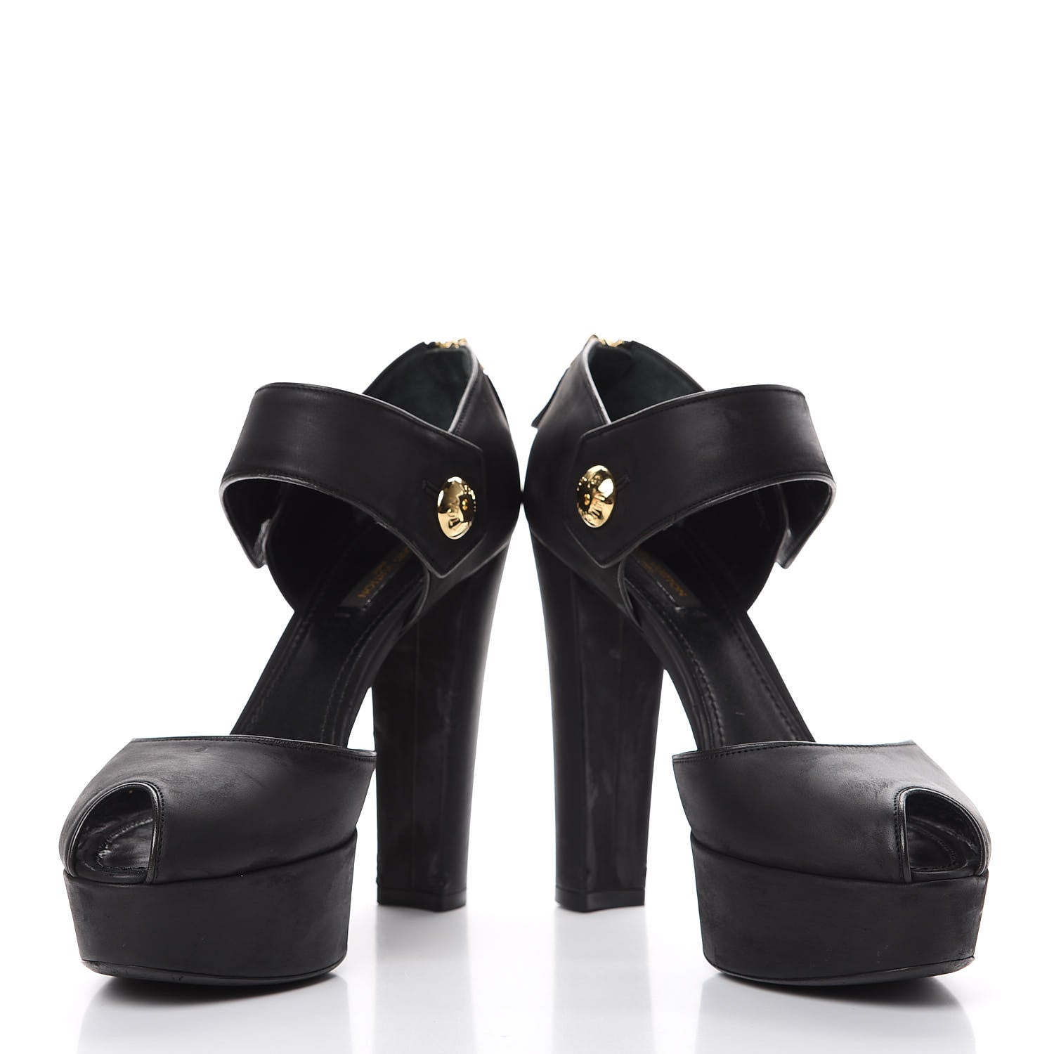 Louis Vuitton Suede Peep Toe Mary Jane Pumps 39 Black 5 of 16