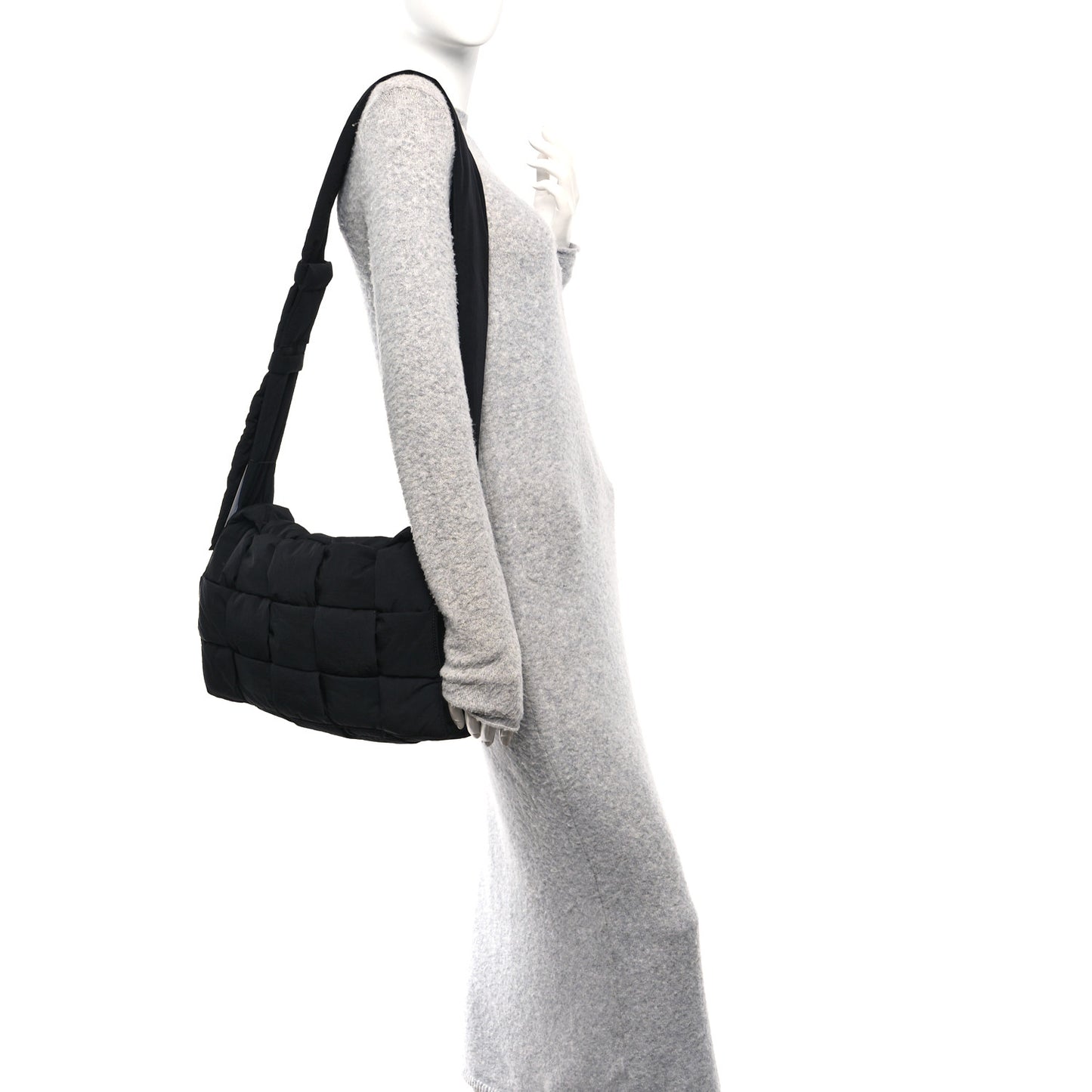 Nylon Intrecciato Padded Tech Maxi Cassette Bag Black