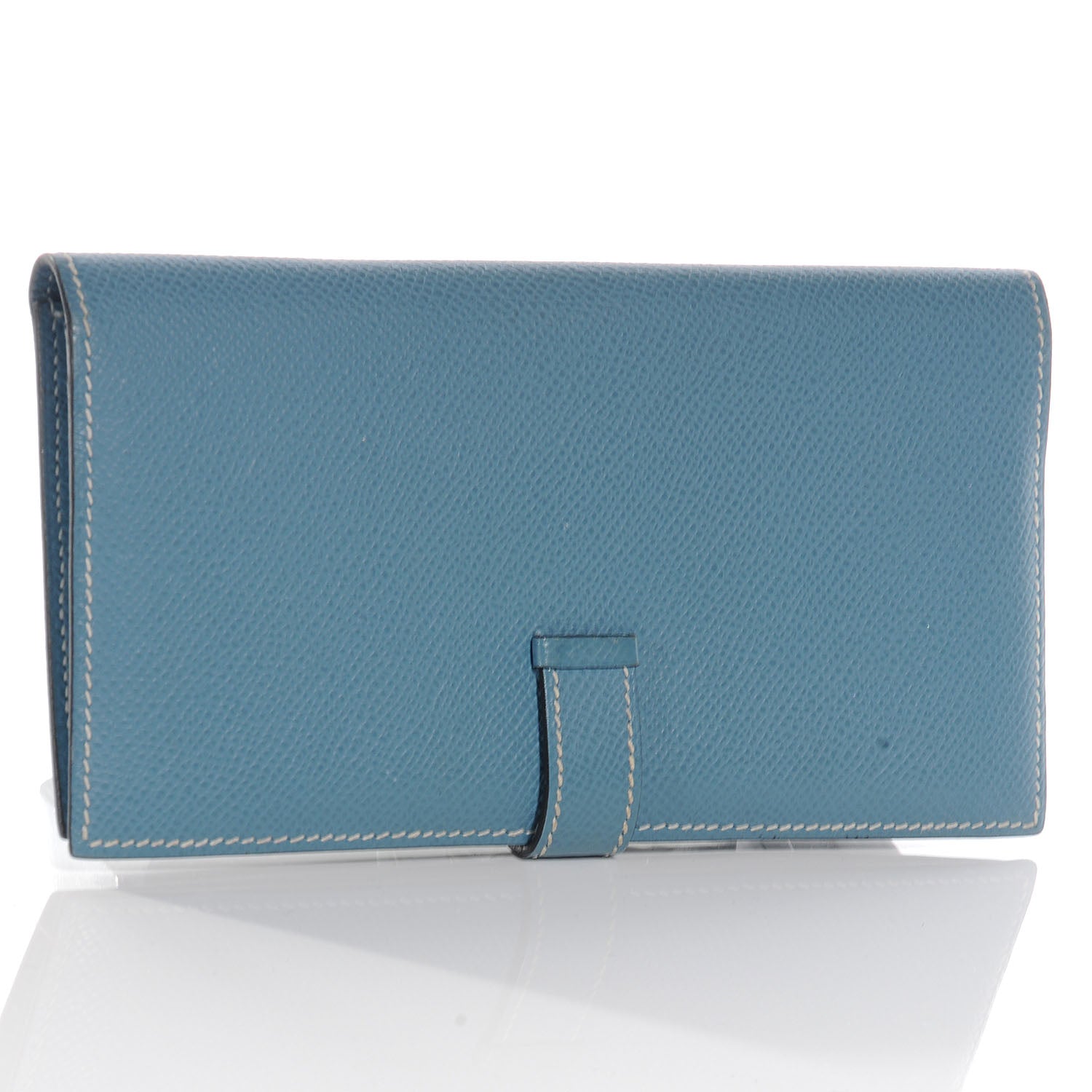 Hermes Epsom Leather Bearn Wallet Blue Jean 3 of 8