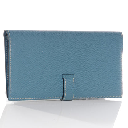 Hermes Epsom Leather Bearn Wallet Blue Jean 3 of 8