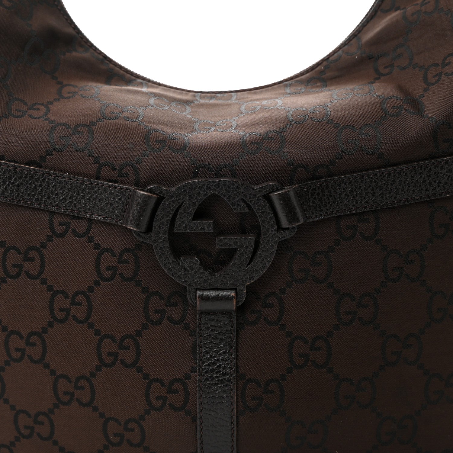 Gucci Canvas GG Reins Hobo Brown Black 7 of 15