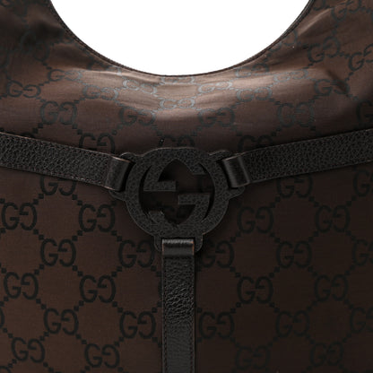 Gucci Canvas GG Reins Hobo Brown Black 7 of 15
