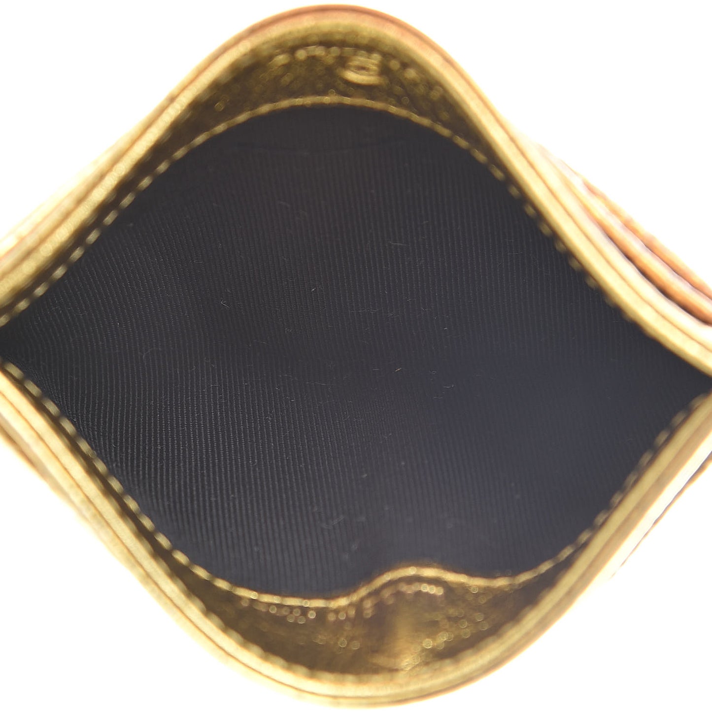 Metallic Calfskin Crocodile Embossed Cocodile Card Holder Gold