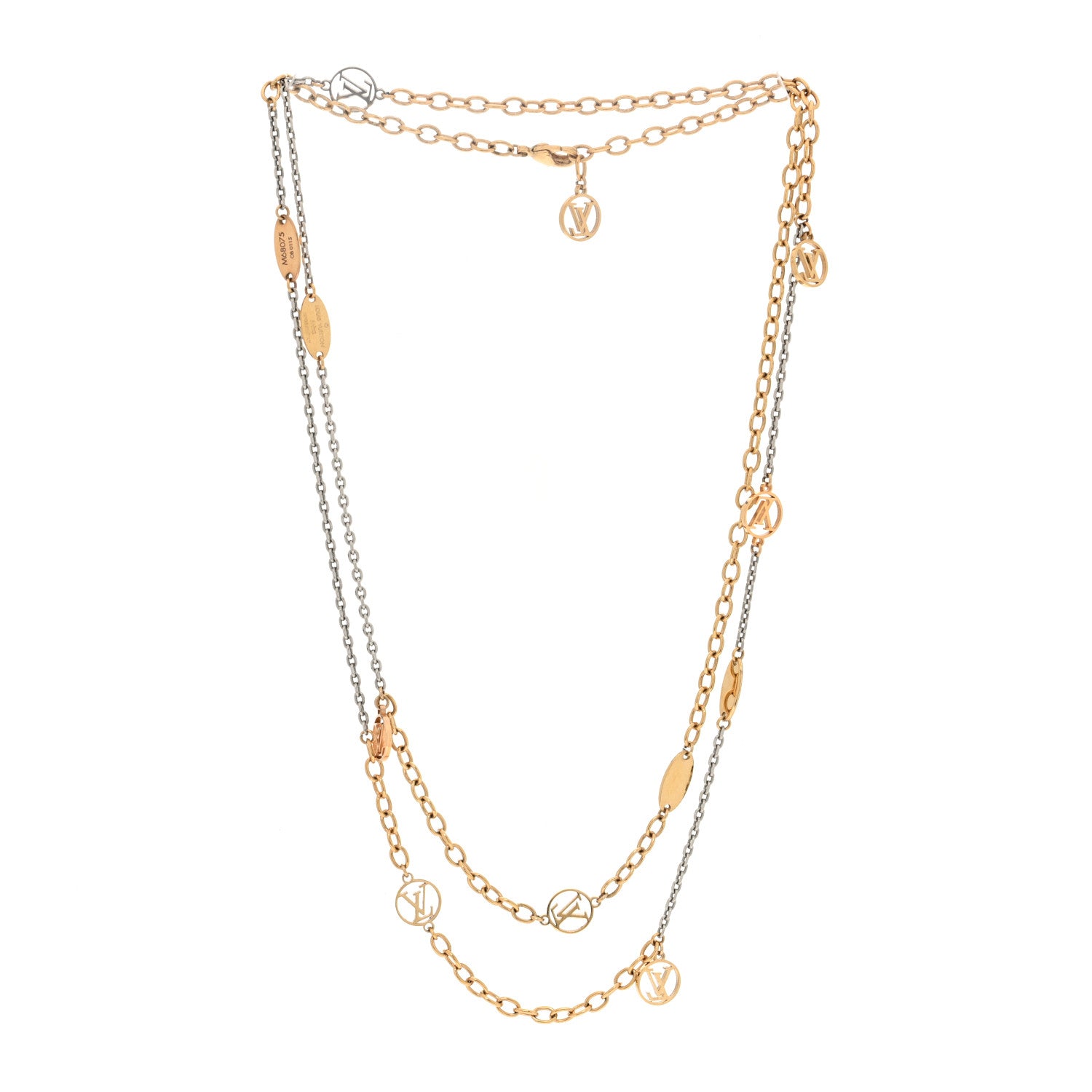 Louis Vuitton Logomania Sautoir Necklace Silver Gold 2 of 3