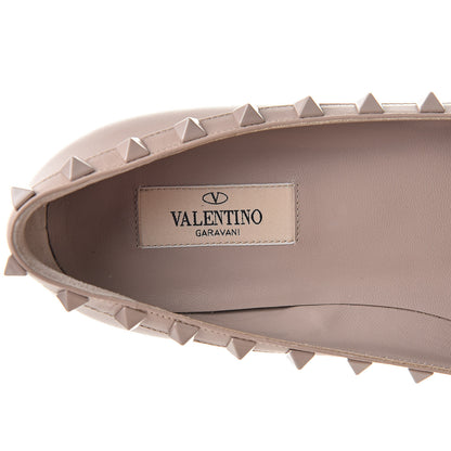 Valentino Garavani Calfskin Lacquered Monochrome Rockstud Ballerina Flats 39.5 Poudre 7 of 8