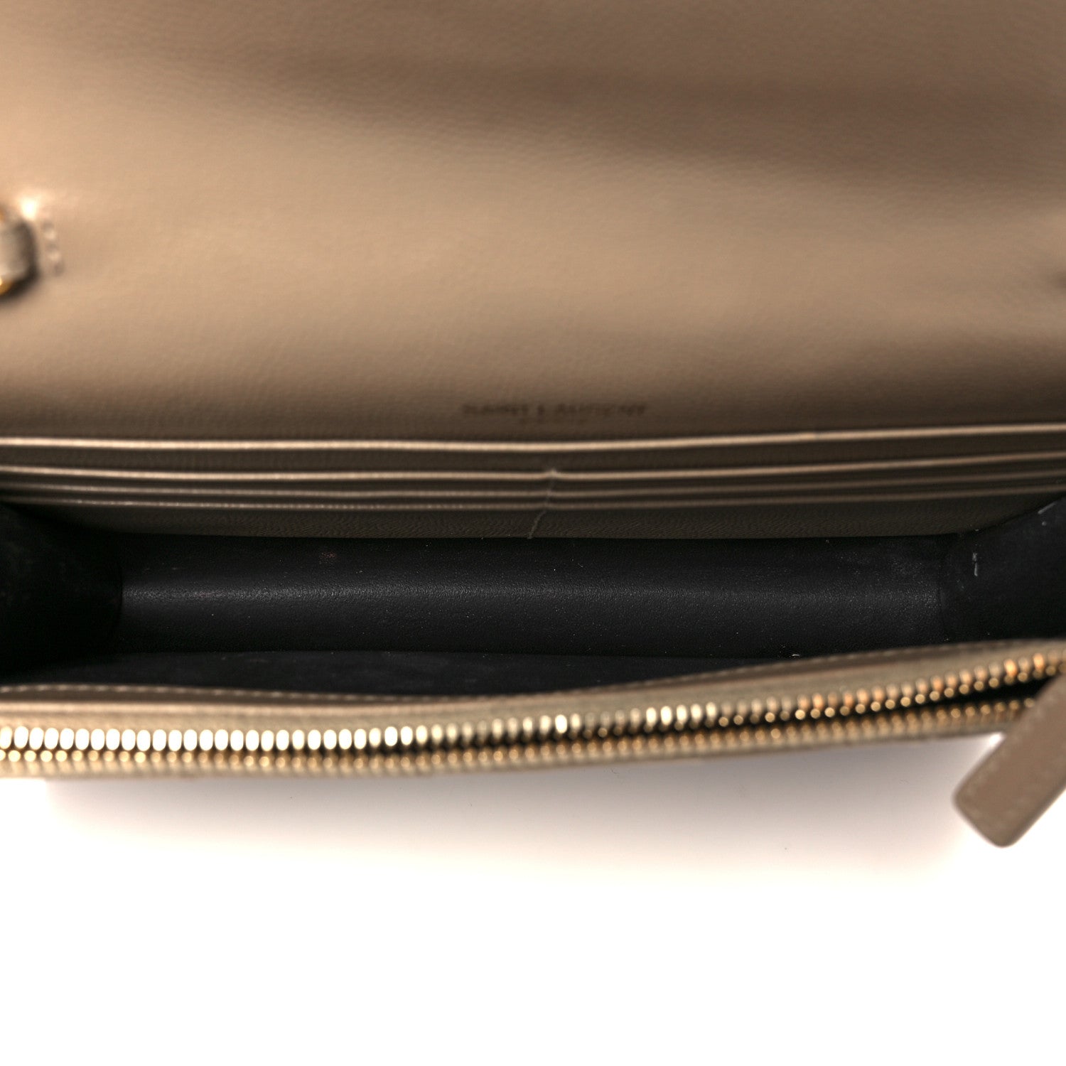 Saint Laurent Grain De Poudre Matelasse Chevron Monogram Envelope Chain Wallet Dark Beige 5 of 13