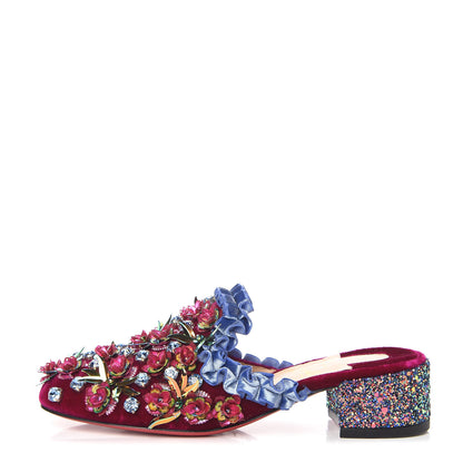 Christian Louboutin Velvet Glitter Babouchkaflor 35 Mule 36 Figue 1 of 9