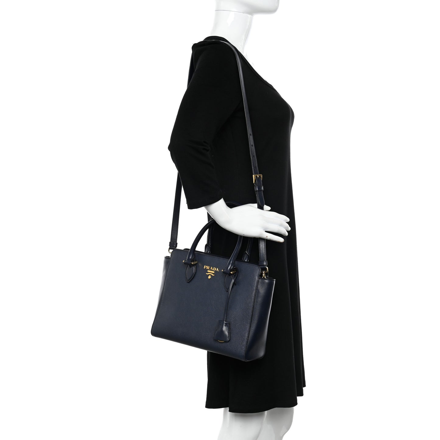 Saffiano Soft Calfskin Small Zippered Tote Baltico