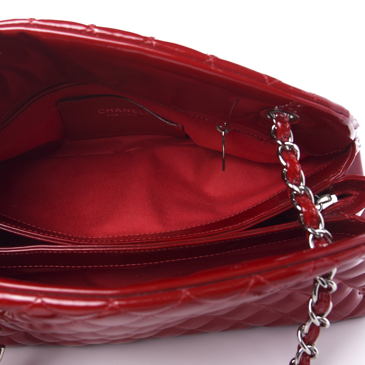 Chanel Patent Quilted Medium Just Mademoiselle Bowling Bag Red 6 of 16