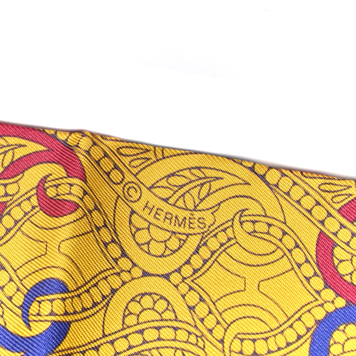 Hermes Silk Cachemire Et Rayure Maxi Twilly Cut Violet Bordeaux Jaune 3 of 4