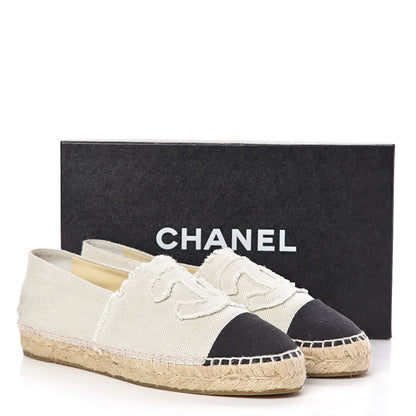 Chanel Linen CC Espadrilles 39 Beige Black 10 of 10