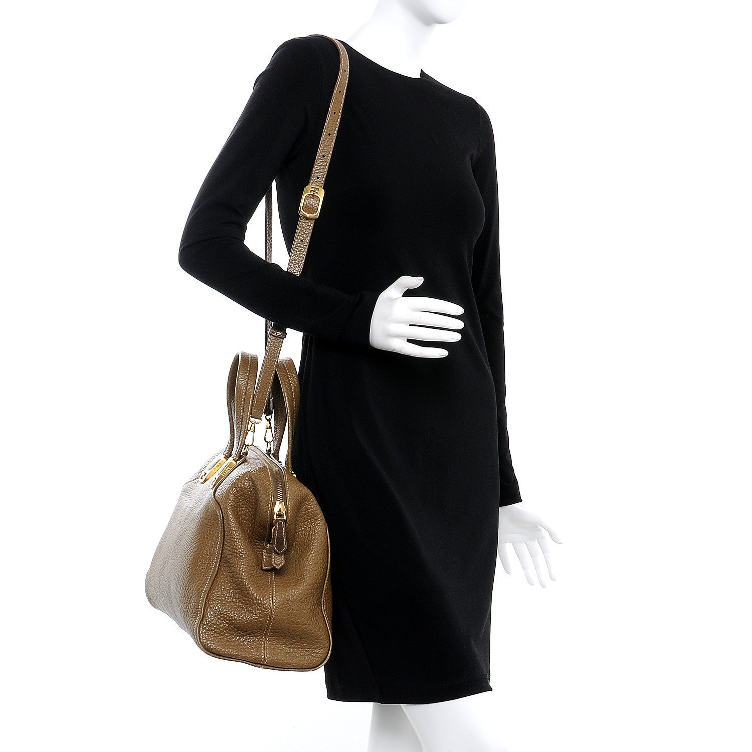 Fendi Pebbled Calfskin Large Chameleon Tote Brown 2 of 9
