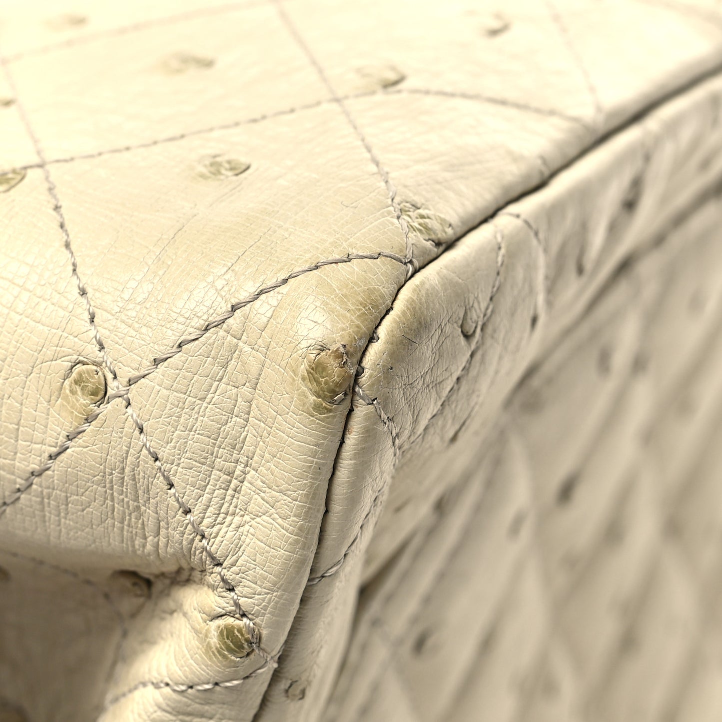 Ostrich Jumbo Single Flap Light Beige