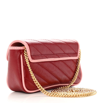 Gucci Azalea Calfskin Enamel Matelasse Diagonal Super Mini Torchon GG Marmont Shoulder Bag New Cherry Red Wild Rose 3 of 10