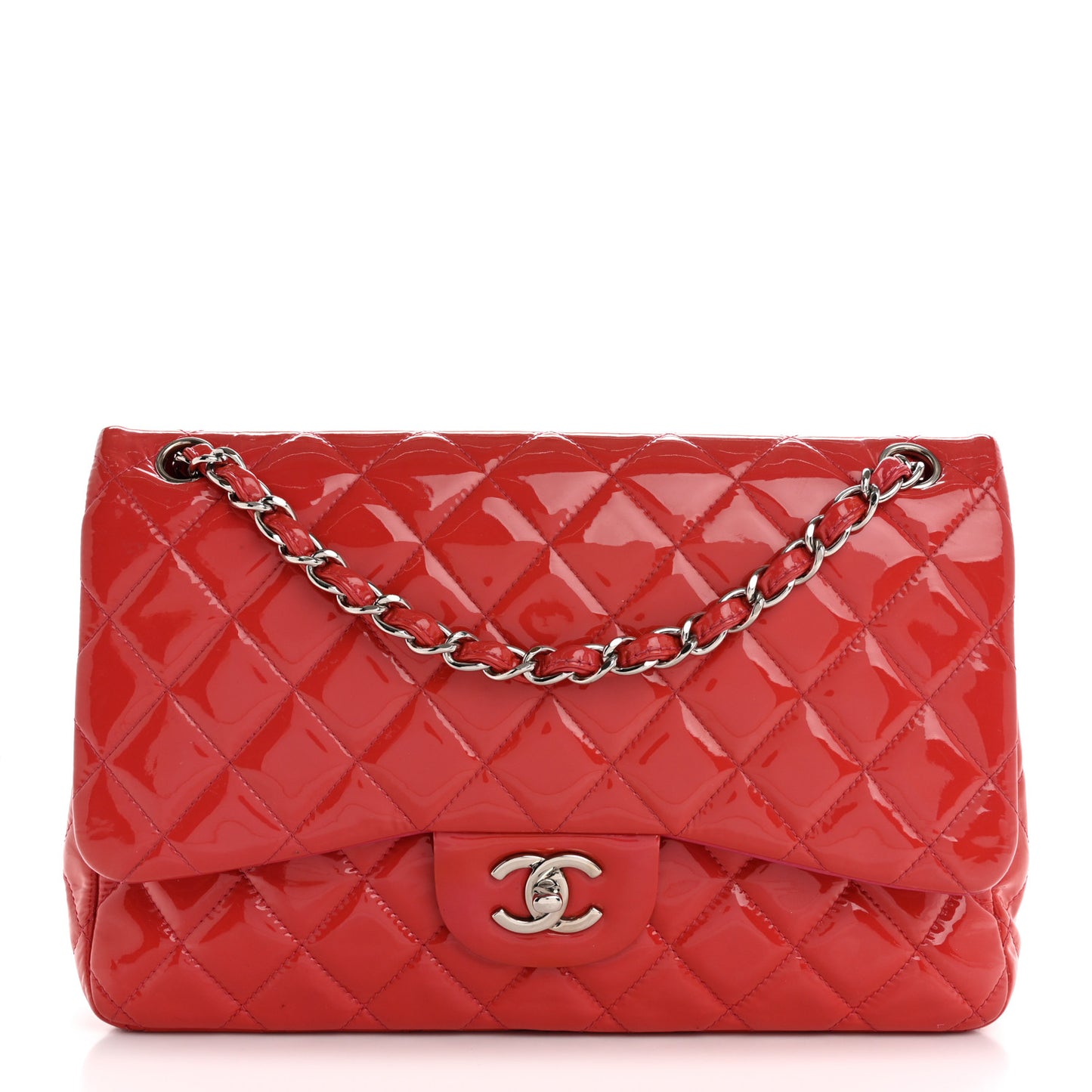 Patent Quilted Jumbo Double Flap Pink