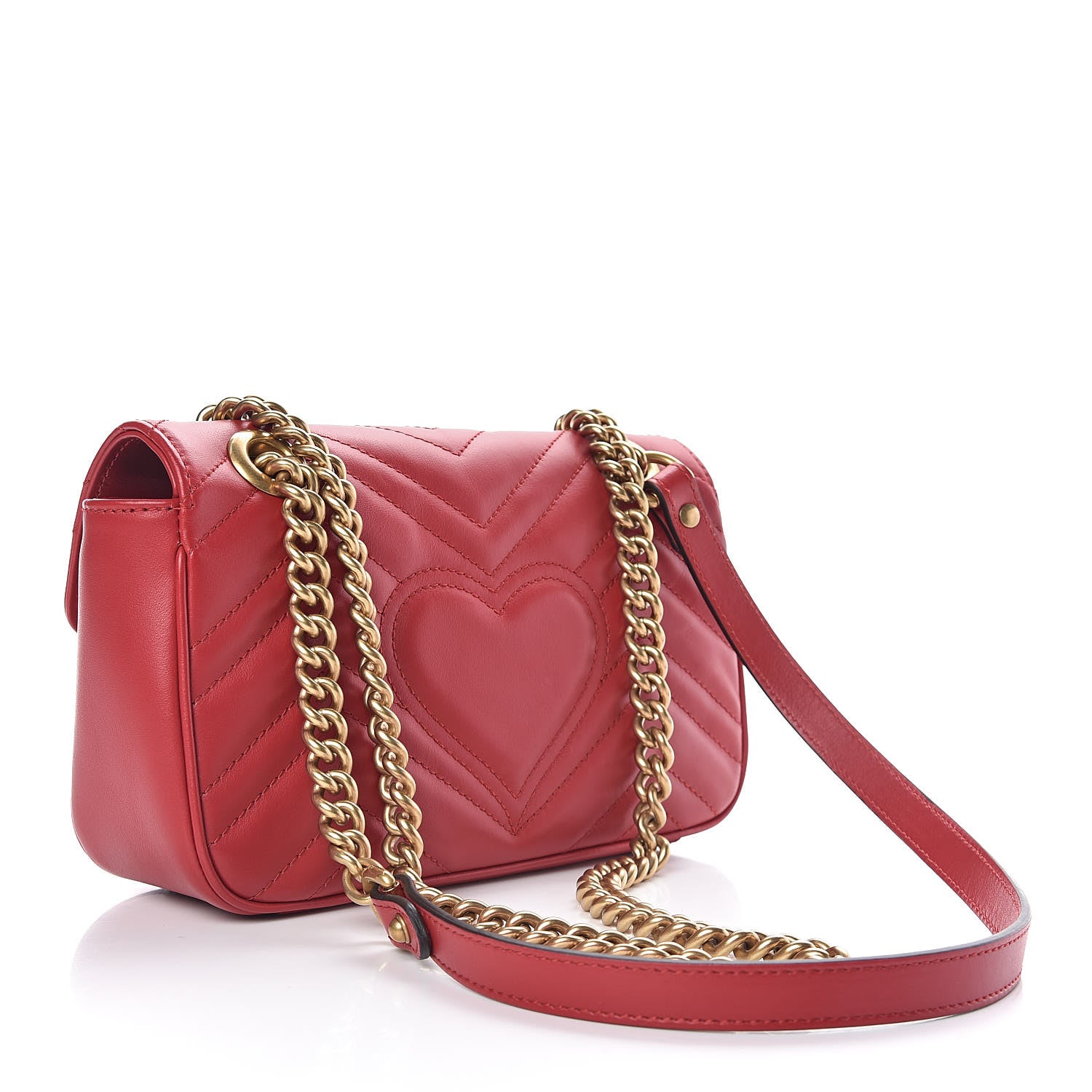 Gucci Calfskin Matelasse Mini GG Marmont Shoulder Bag Hibiscus Red 4 of 11