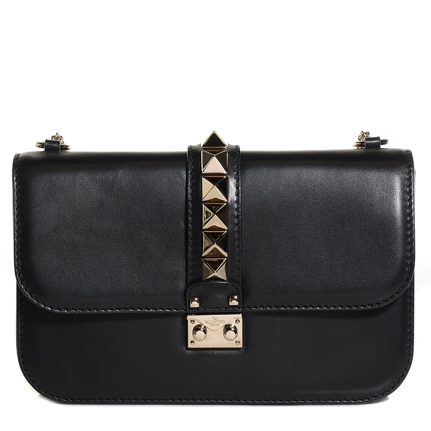 Vitello Medium Glam Lock Rockstud Flap Black