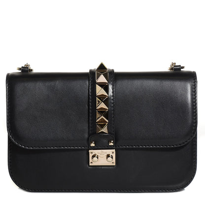 Valentino Garavani Vitello Medium Glam Lock Rockstud Flap Black 1 of 7