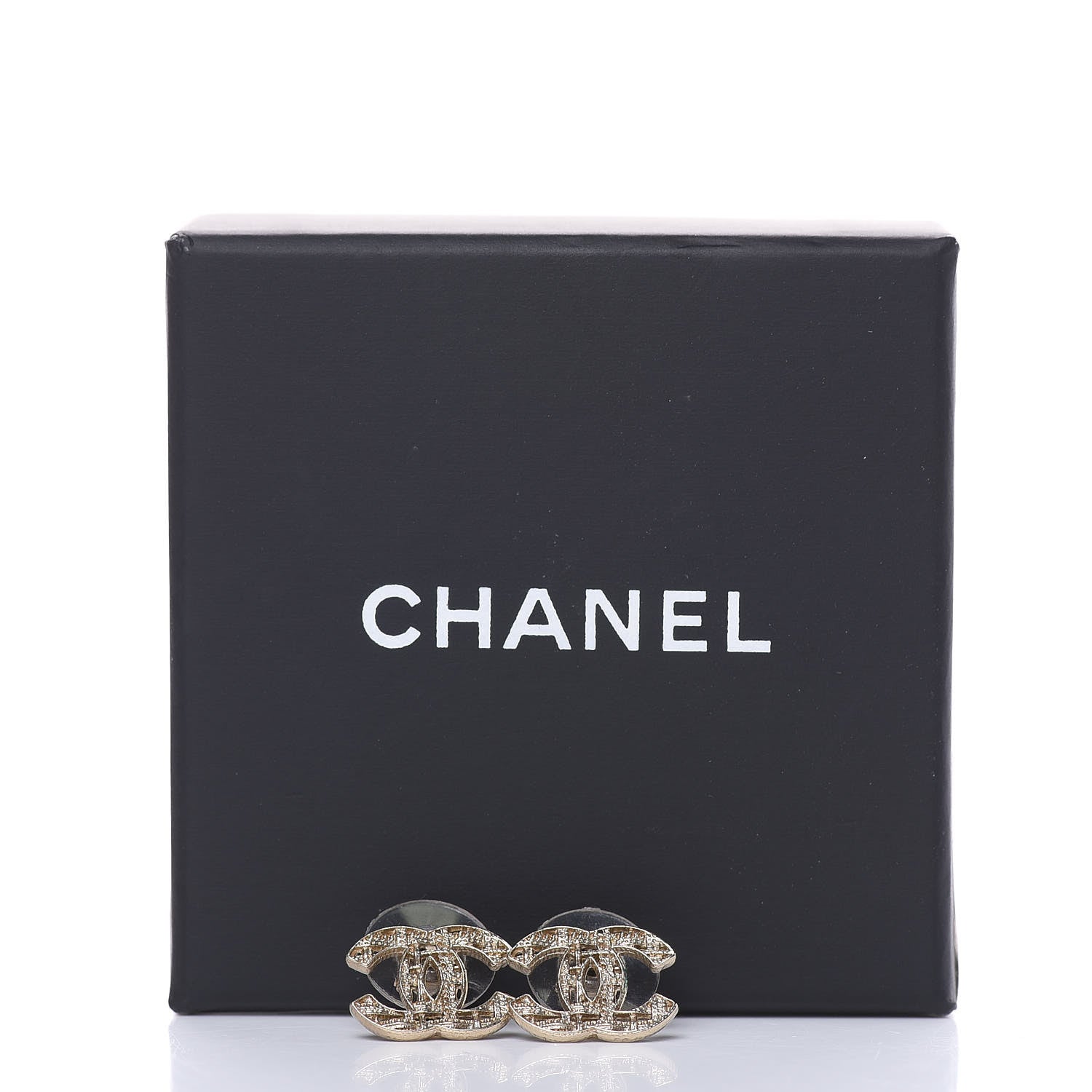 Chanel Tweed Effect CC Earrings Gold 6 of 6