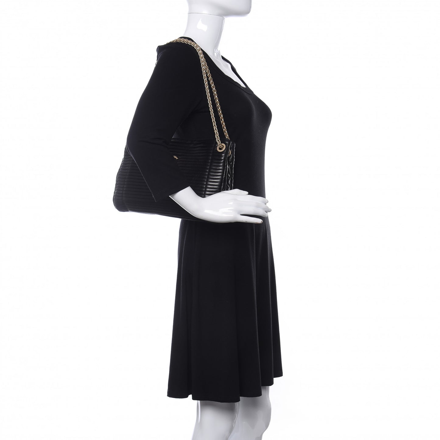 Lambskin Pleated Shoulder Bag Black