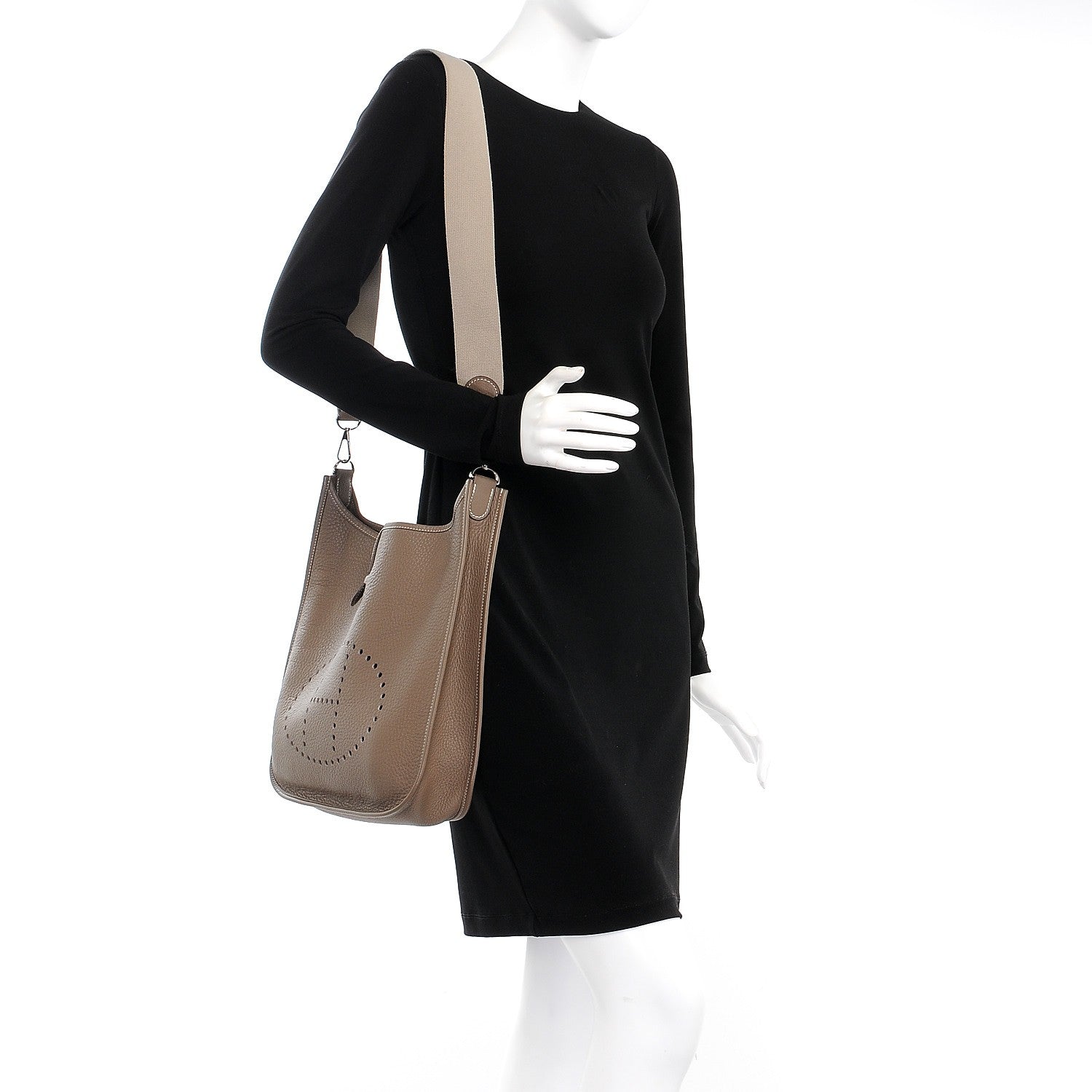 Hermes Taurillon Clemence Evelyne GM Etoupe 2 of 8